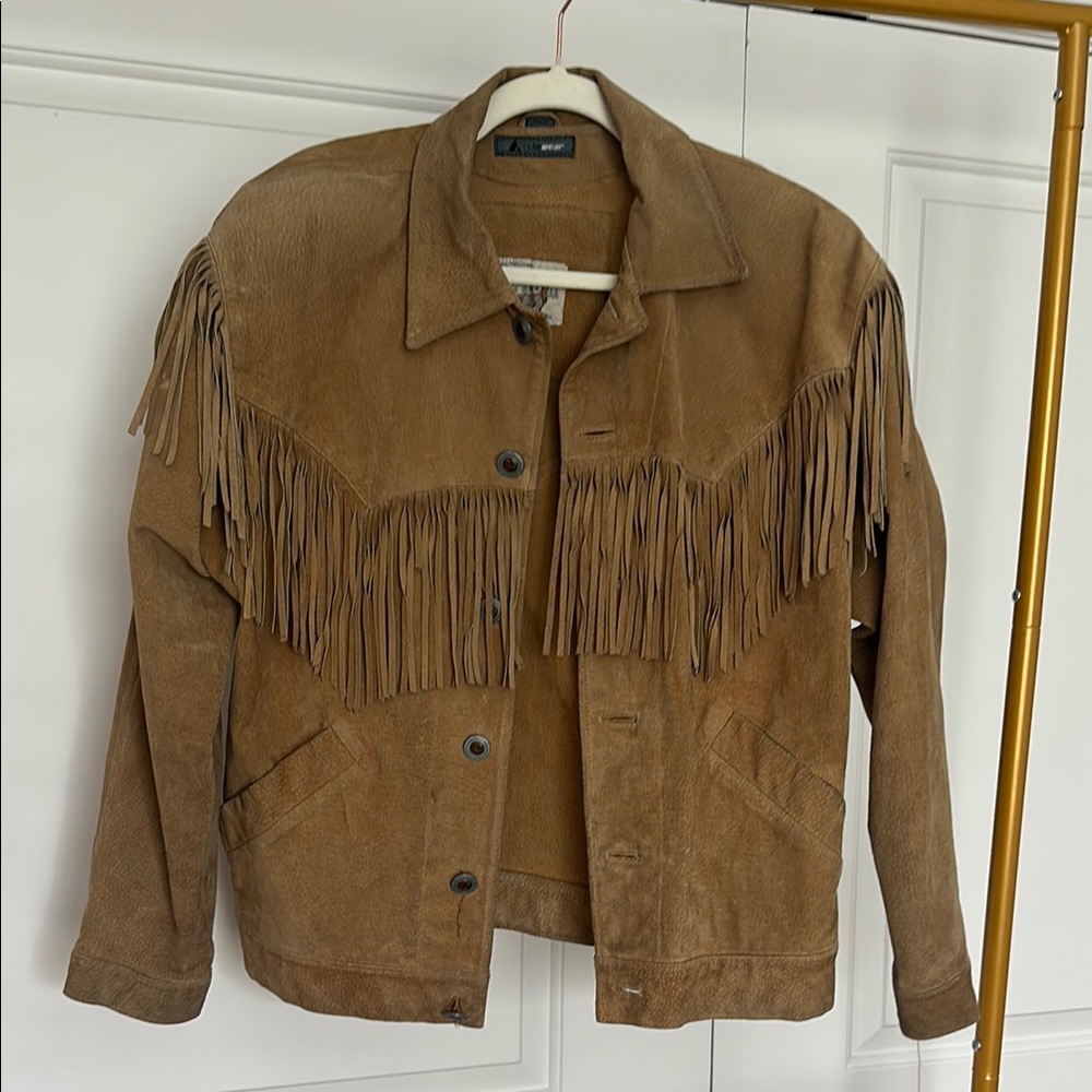 Vintage Tan Suede Fringe Jacket